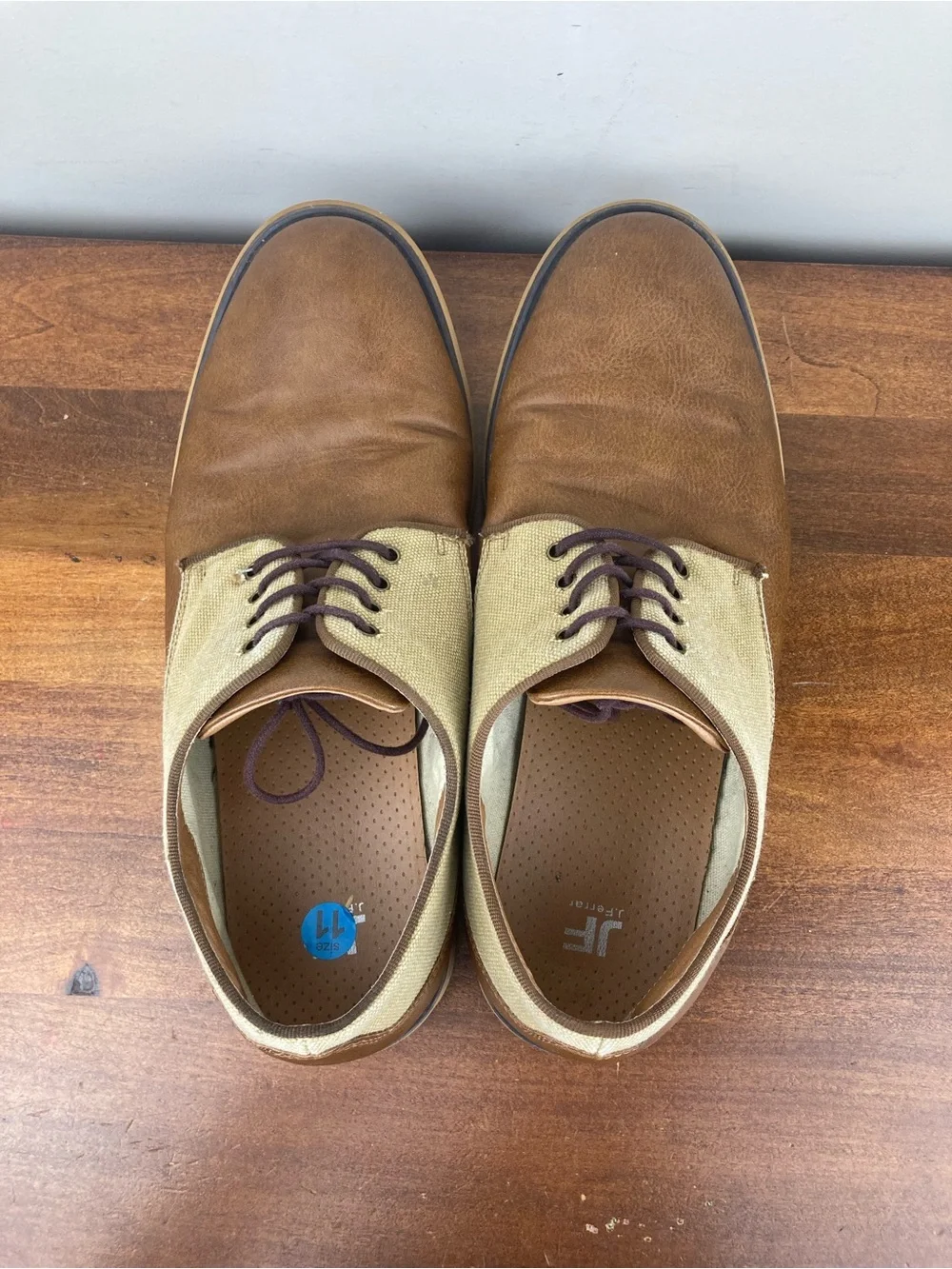 JF J.Ferrar Titus Oxford Dress Shoes Brown Tan Canvas 014-8017 Men’s 11M.